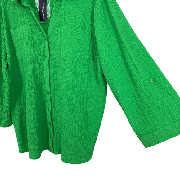 NEW NWT Adrienne Vittadini Plus Size 2X Green Wearable Art Blouse Shirt Top - Picture 6 of 8